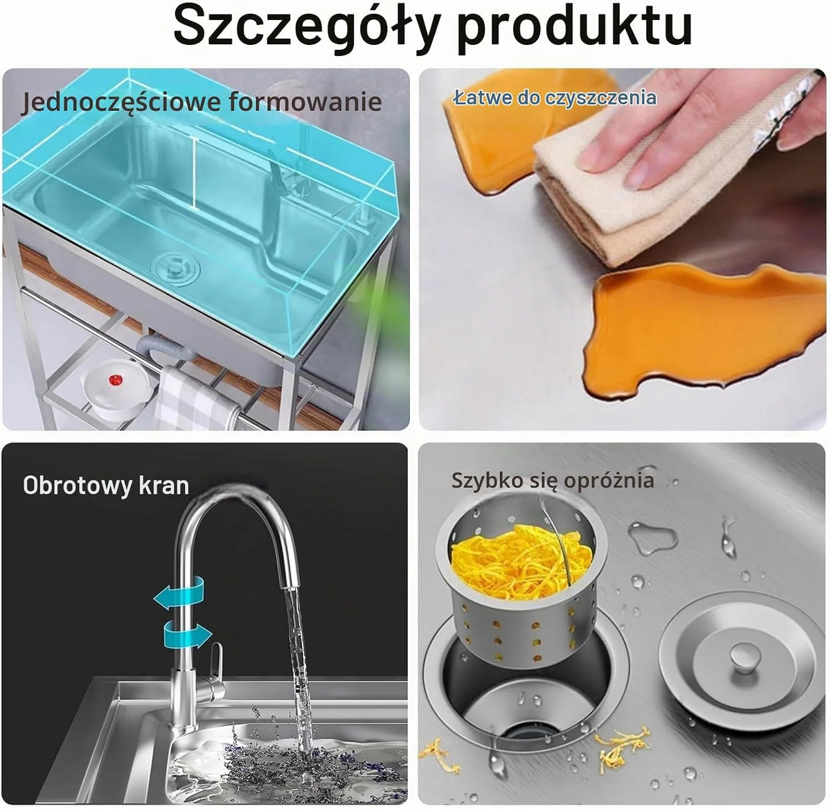 Zlew gospodarczy ze stali nierdzewnej,pojedyncza komora,wolnostojący, komercyjny,restauracja,kuchnia,stacja do mycia naczyń,zewnętrzny zlew ogrodowy do mycia z kranem restauracji,kuchni(27.5x18.1x2