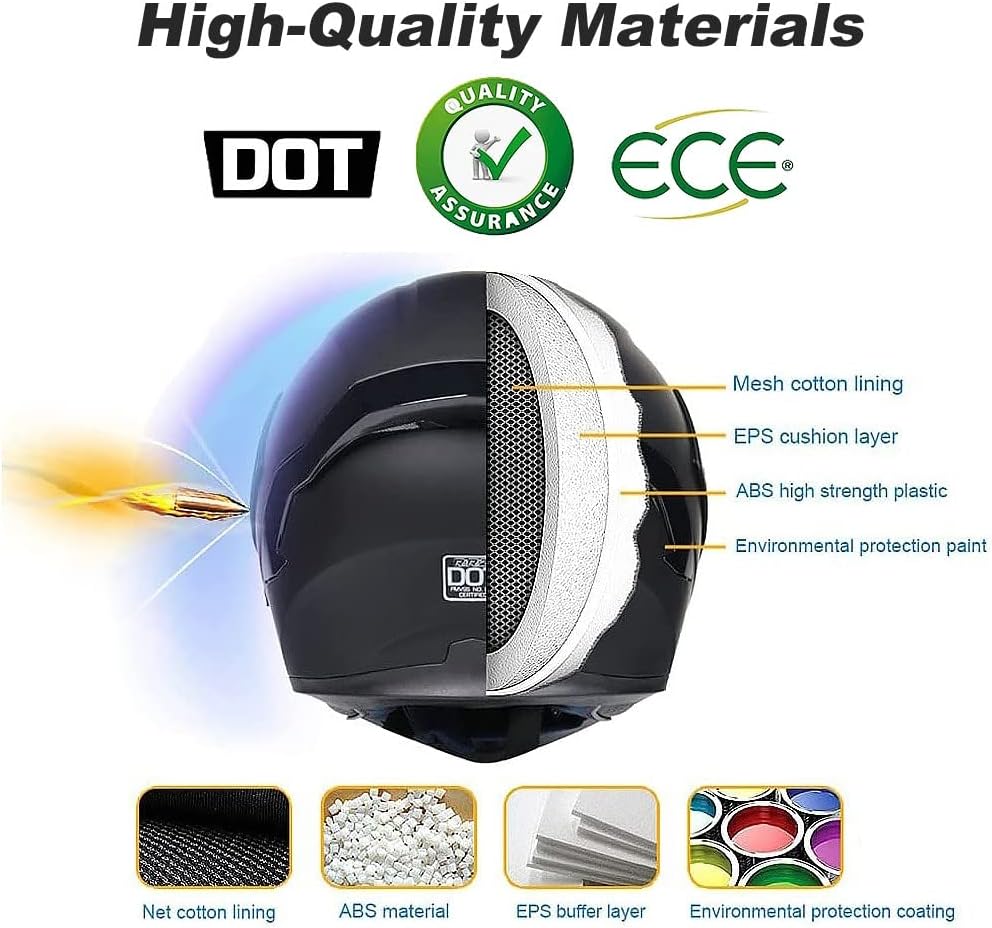 ACLFFSHOP Casco de moto modular Bluetooth con homologación ECE, casco abatible para adultos con doble visera para protección contra impactos, casco integral de moto para hombre y mujer M~XXL