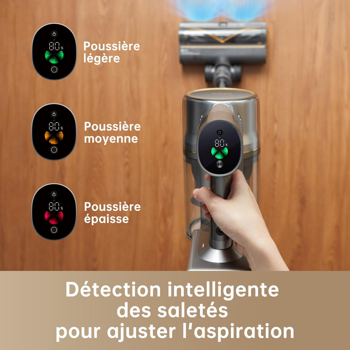 Aspiradora escoba inalámbrica dreame R20, 22 000PA / 190AW, autonomía de 90 min, detección de suciedad, pantalla LED, luces azules, diseño antienredos, limpieza del hogar, pelo y alfombras