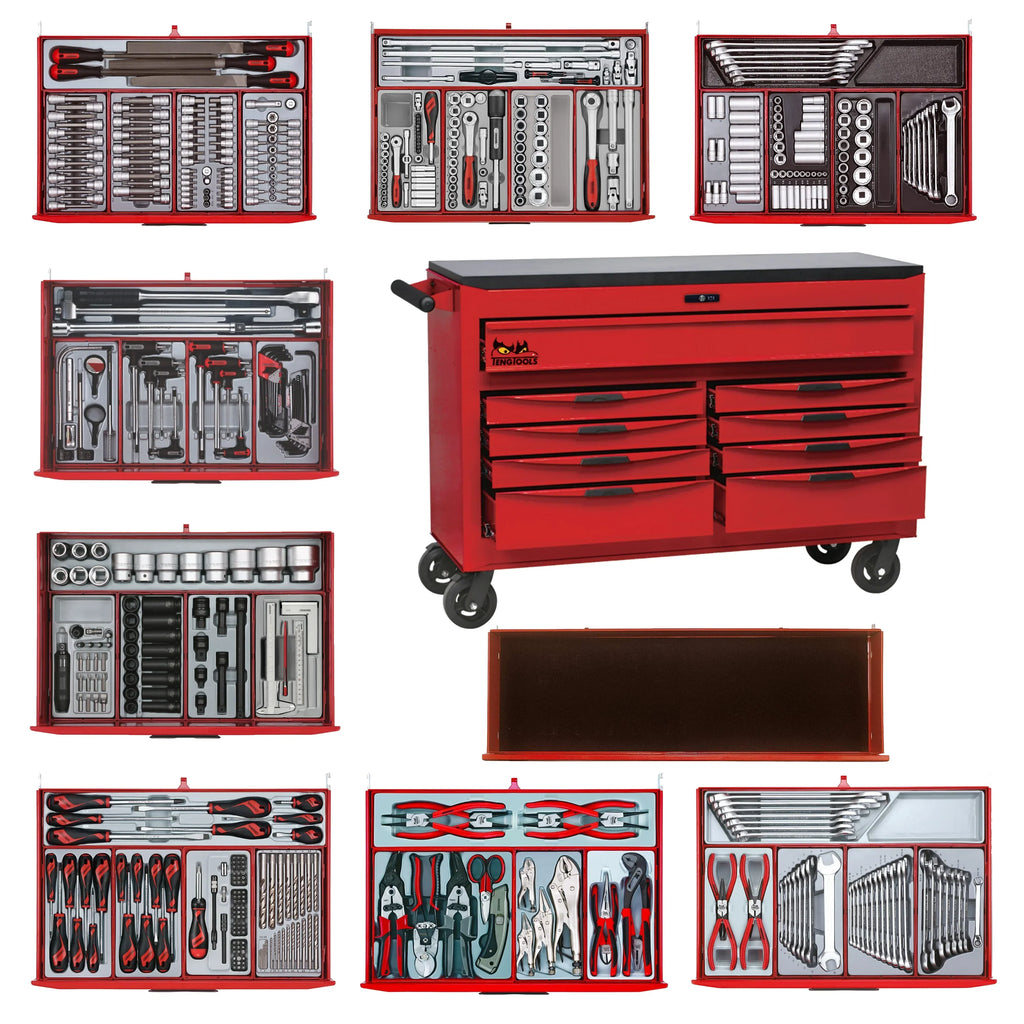 Juego de herramientas completo Teng Tools de 569 piezas con carro de 53 pulgadas de ancho - TCMMIND08