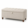 Banco de almacenamiento de lino beige 120x40x45 cm