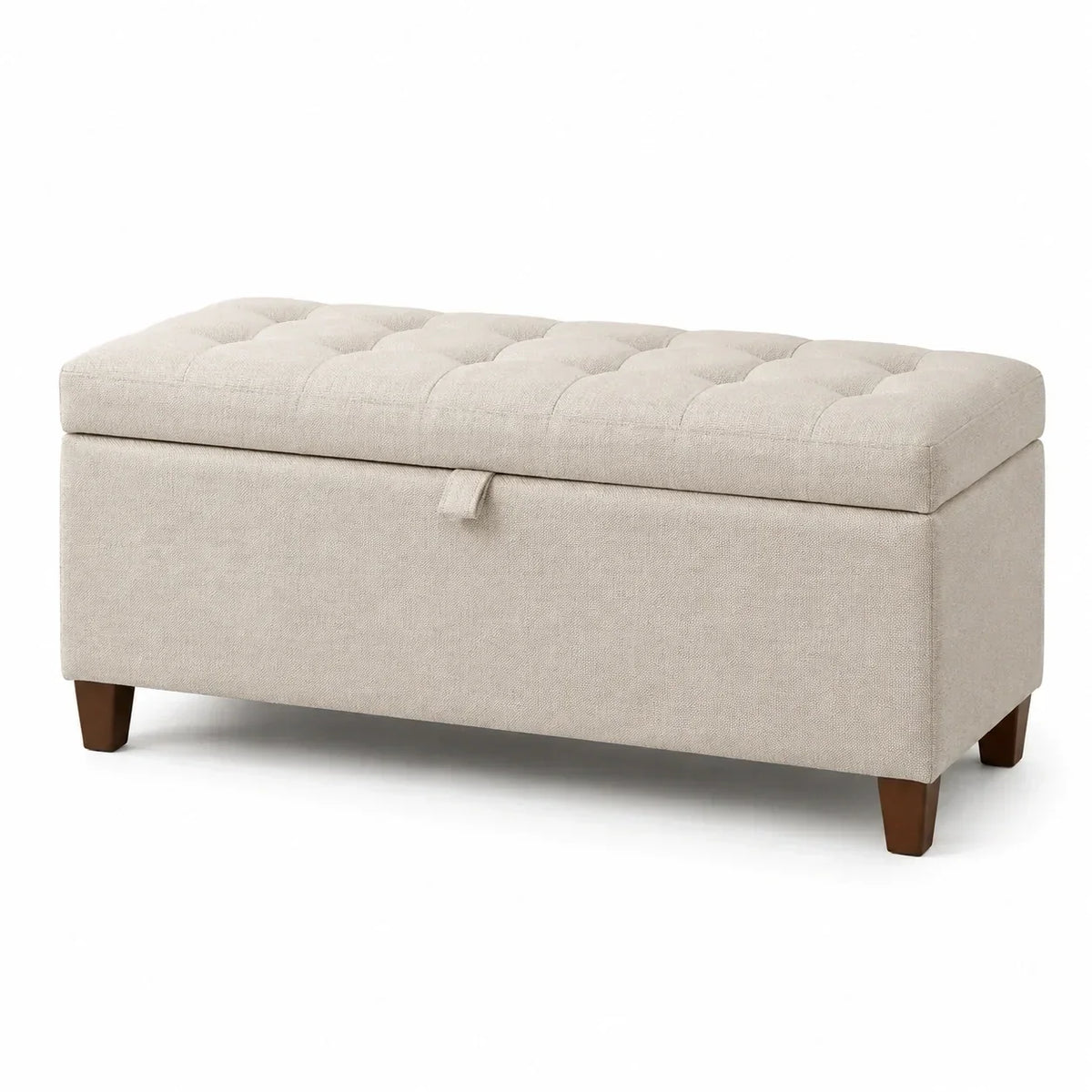 Banco de almacenamiento de lino beige 120x40x45 cm