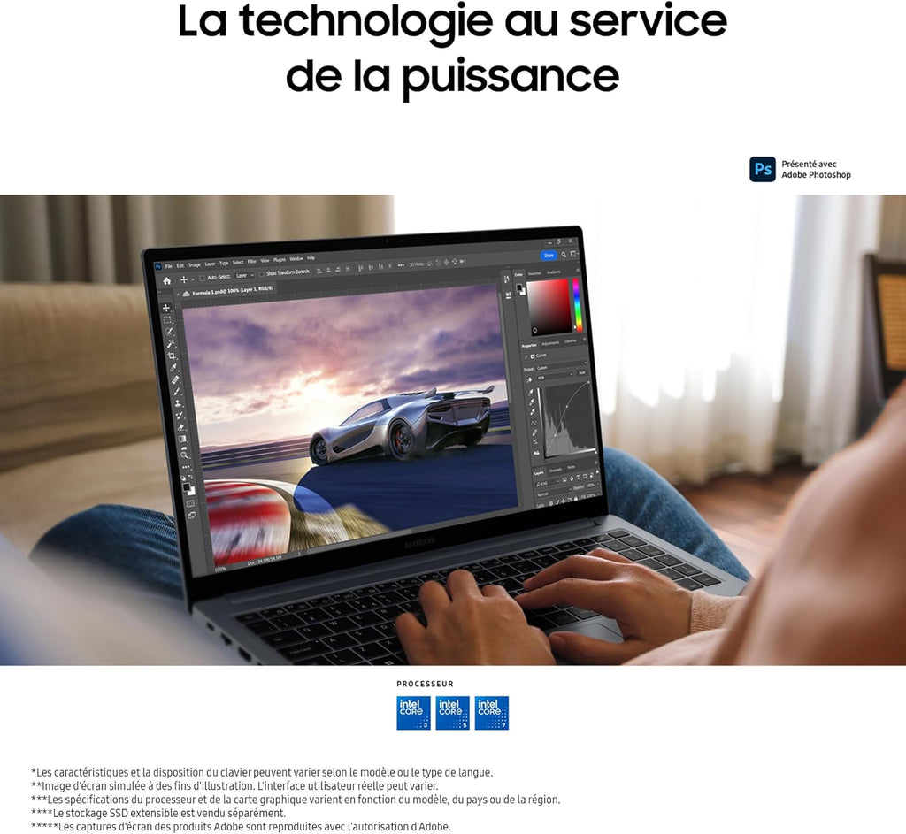 Ordenador portátil Samsung Galaxy Book4 de 15,6'', Intel Core 5, 8 GB de RAM, 512 GB SSD, Intel Graphics, gris, teclado AZERTY FR