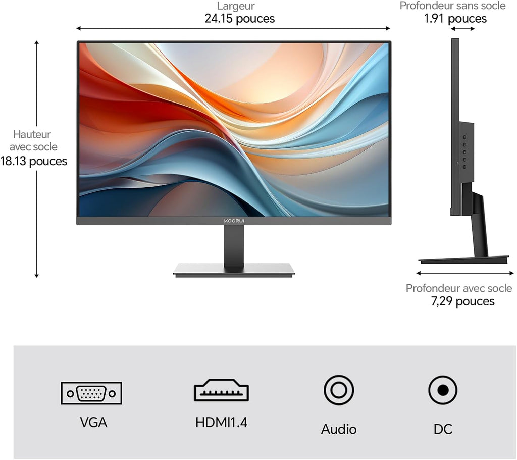 Monitor gaming KOORUI E2711K de 27 pulgadas, FHD 1920 x 1080 144Hz, IPS, Adaptive Sync, HDMI 1.4, cuidado ocular, inclinable de -5° a 15°, VESA 100 x 100mm