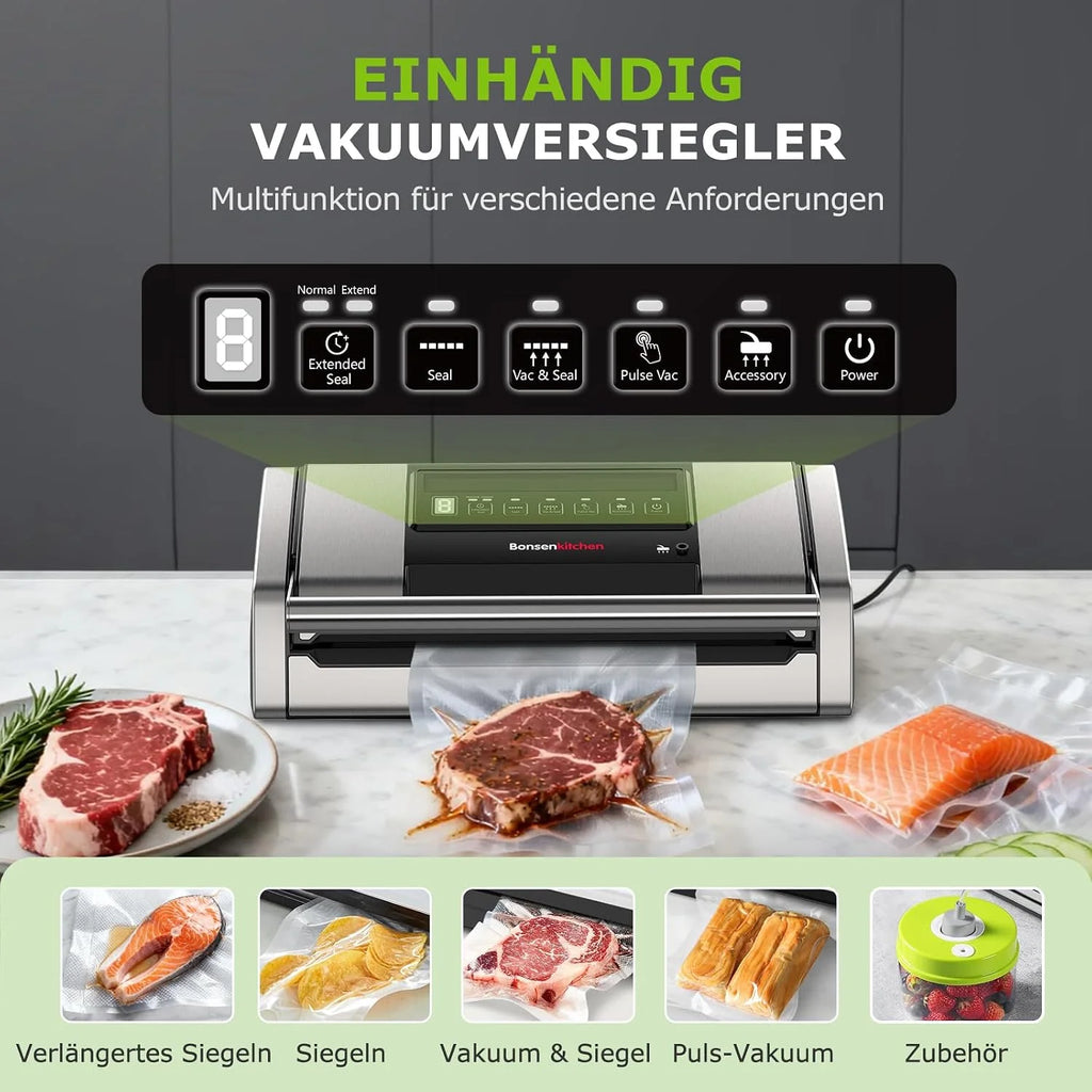 Bonsenkitchen Urządzenie próżniowe do żywności, zasysanie 15 l/min