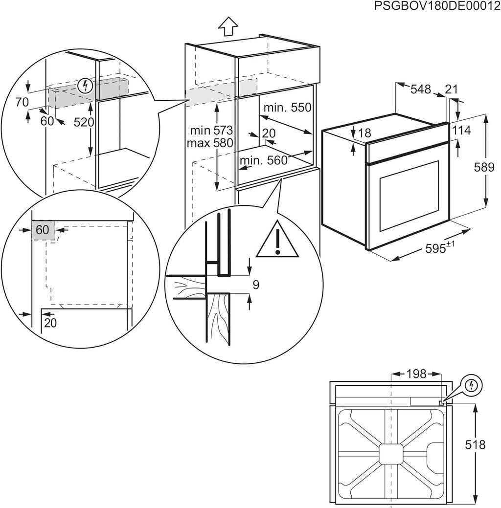 Horno empotrable AEG – Serie 5 Aire caliente circular: resultados de cocción uniformes en 3 niveles – Autolimpieza por pirólisis – 25 programas automáticos – Pantalla táctil LED – Calentamiento rápido – Negro – BPE53516AB