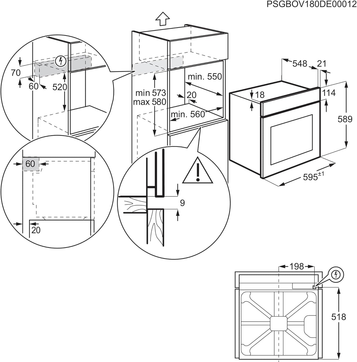 Horno empotrable AEG – Serie 5 Aire caliente circular: resultados de cocción uniformes en 3 niveles – Autolimpieza por pirólisis – 25 programas automáticos – Pantalla táctil LED – Calentamiento rápido – Negro – BPE53516AB