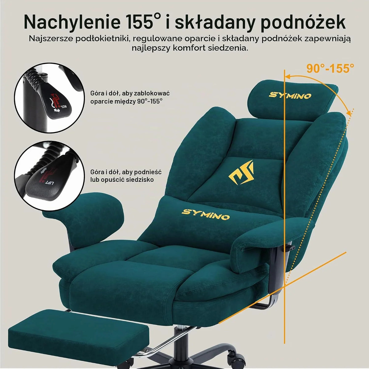 Symino Ergonomiczny Fotel Gamingowy i Krzesło Biurowe/zielony