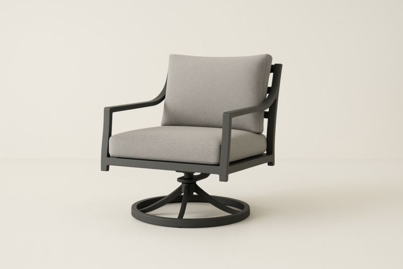 Sillón giratorio de exterior de aluminio y tejido de poliéster gris