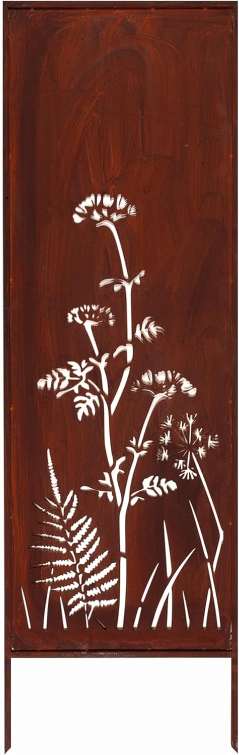 Kapaga - 2x Panel de privacidad de metal - 160 cm x 50 cm - Óxido noble - Óptica de óxido Pantalla de privacidad para jardín - Elemento de privacidad - Pared de privacidad - Decoración de jardín Valla - Óxido (Pradera)