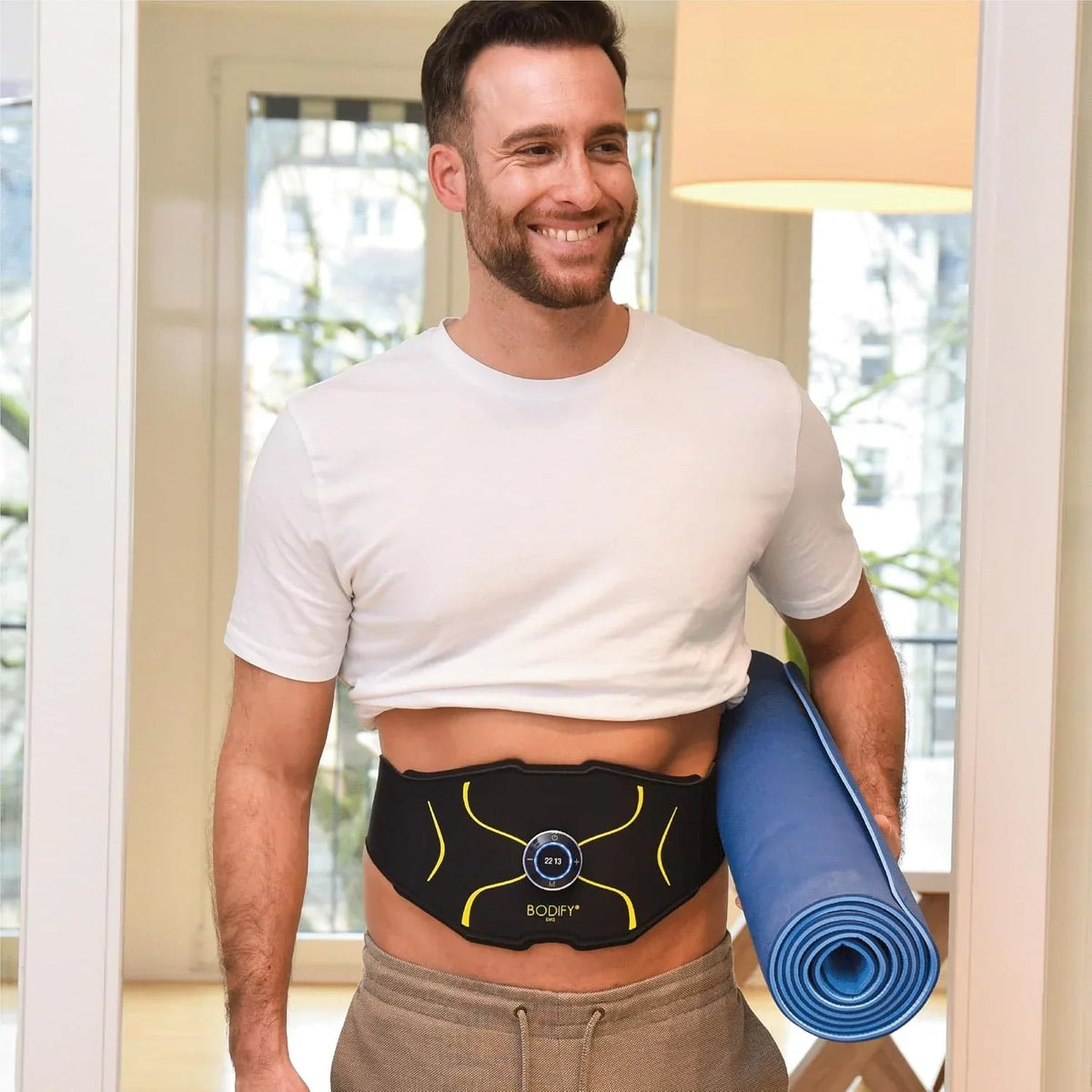 Entrenador abdominal EMS Max, estimulador muscular con controlador, cable de carga y banda extensible para el entrenamiento de los músculos abdominales