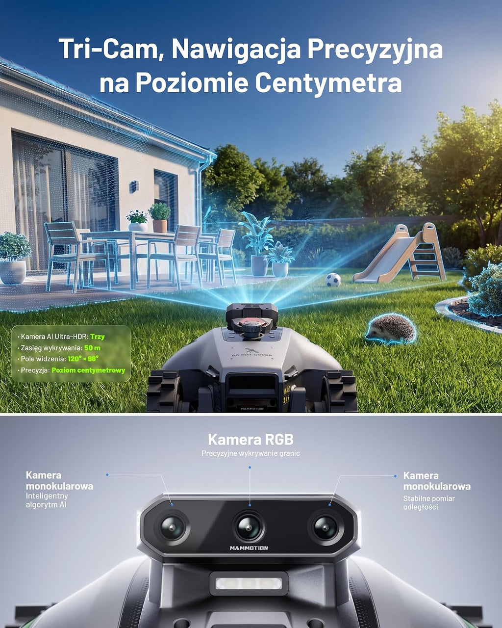 MAMMOTION YUKA mini 2 500 robot koszący bez przewodu, Zalec. 500 m²