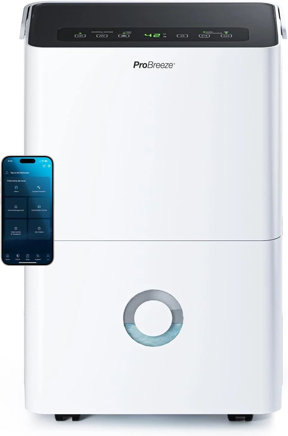 Pro Breeze Osuszacz powietrza 30 l w 24 h – wydajność osuszania, elektryczny z Wi-Fi, czujnik wilgotności, zbiornik 4 l, timer, wąż odpływowy, ochrona
