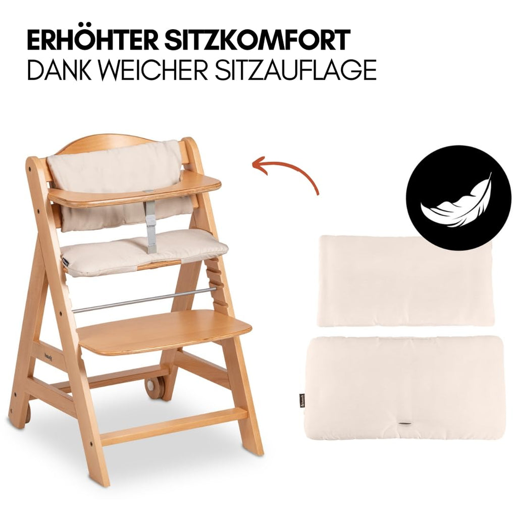hauck Trona Beta+ Newborn Set Premium Dark Grey - Set de trona para bebé desde el nacimiento con accesorio para recién nacido Bouncer, cojín de asiento y bandeja - Gris oscuro