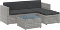 Set de muebles de jardín SONGMICS, muebles de balcón de ratán sintético PE, muebles de terraza, sofá esquinero, exterior, ratán tejido a mano, conjunto lounge, con cojines y mesa de cristal, gris GGF005G05