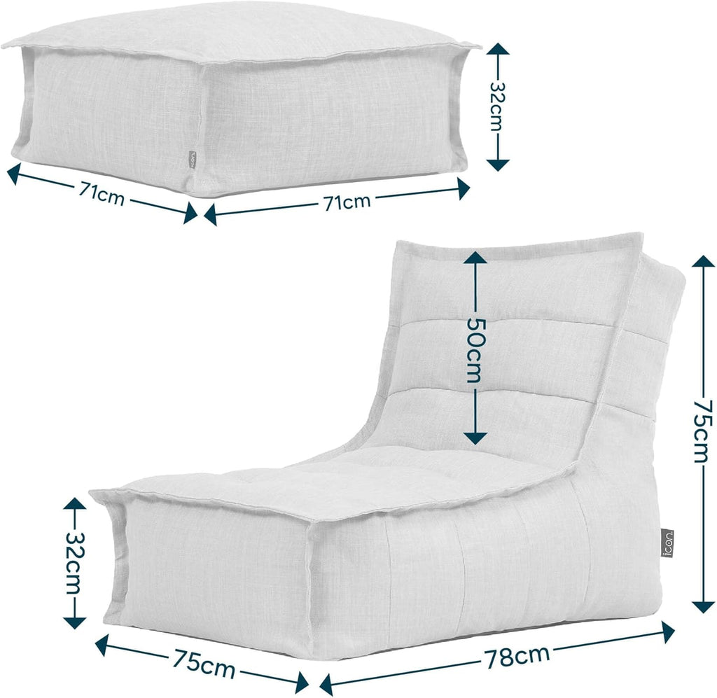 Puf Icon Dolce con reposapiés para adultos, verde salvia, puf para interior y exterior con relleno, bean bag, tejido resistente al agua, sillón cómodo para salón, sala de estar, dormitorio, jardín