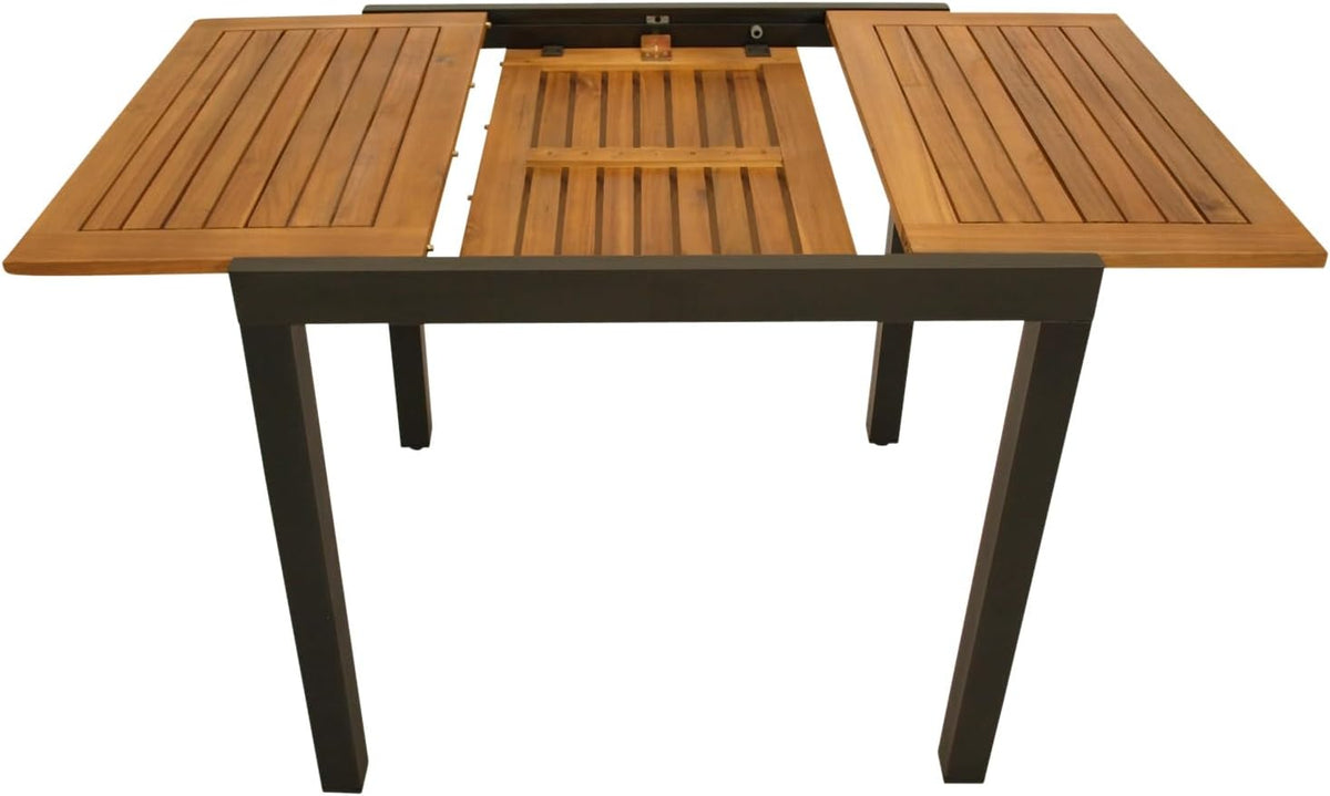 Mesa de jardín/balcón DEGAMO Vicenza de madera de acacia y aluminio, extensible 80/120x70cm, antracita, con certificación FSC