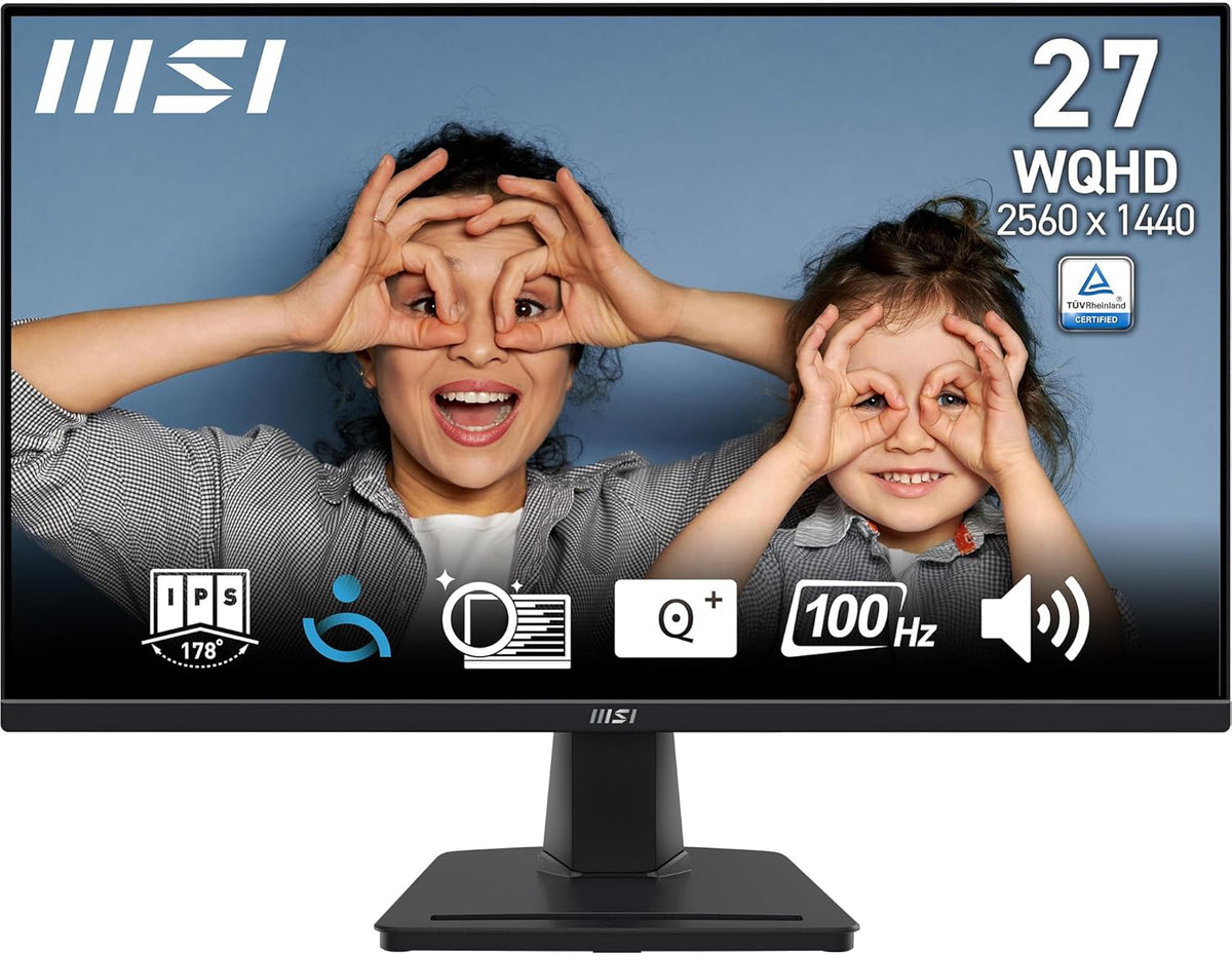 Monitor de oficina MSI Pro MP275Q 27" WQHD - Panel IPS 2560 x 1440, 100 Hz, pantalla Eye-Friendly, altavoces integrados, inclinación ajustable - HDMI 2.0b, DP (1.2a)