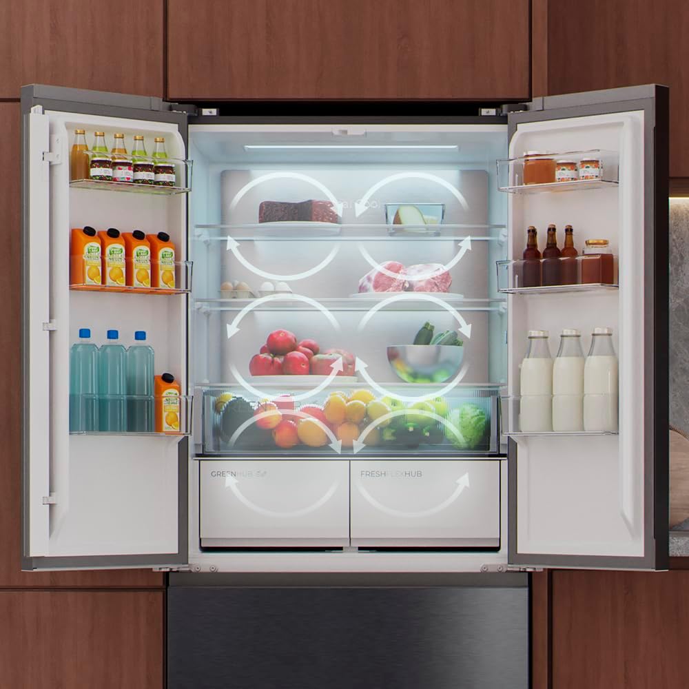 Frigorífico de 4 puertas Cecotec tipo puerta francesa, semi-integrable, 458 L, Total No Frost, Bolero CoolMarket F2D 458 SBI Dark E, 189 cm de altura y 83 cm de ancho, MetalFlexCooling, compresor Inverter