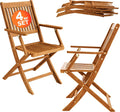 Casaria Set de 4 sillas de jardín Sydney, madera de acacia certificada FSC®, silla plegable, respaldo alto, sillón de jardín plegable