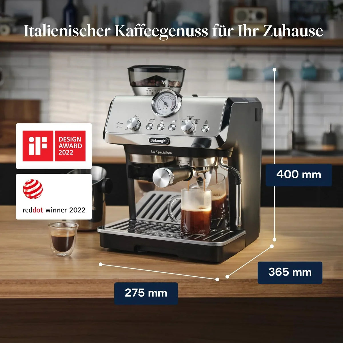 Máquina de café espresso De'Longhi La Specialista Arte EC9155.MB, 8 niveles de molienda, 15 bares, 3 temperaturas, boquilla para espuma de leche, kit de barista