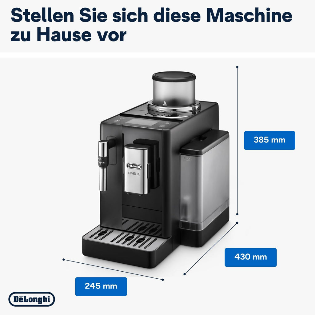 De'Longhi Rivelia EXAM440.35.B, Cafetera superautomática, granos recién molidos, contenedor de granos intercambiable, espumador de leche clásico, 8 recetas, pantalla táctil a color, negro