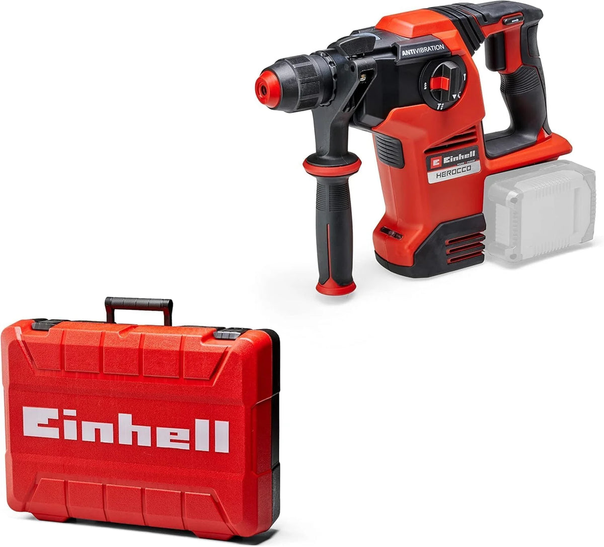 Einhell Herocco 36/28 Power X-Change akumulatorowy młot udarowo-obrotowy (Twin-Pack, wiercenie/wiercenie udarowe/dłutowanie z/bez mocowania, 3,2 J, bezszczotkowy, SDS+, w zestawie E-Box, bez