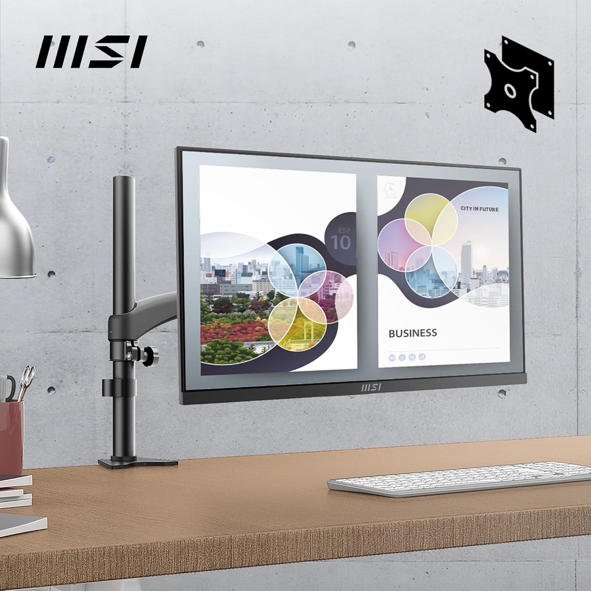 Monitor de oficina MSI Pro MP275Q 27" WQHD - Panel IPS 2560 x 1440, 100 Hz, pantalla Eye-Friendly, altavoces integrados, inclinación ajustable - HDMI 2.0b, DP (1.2a)