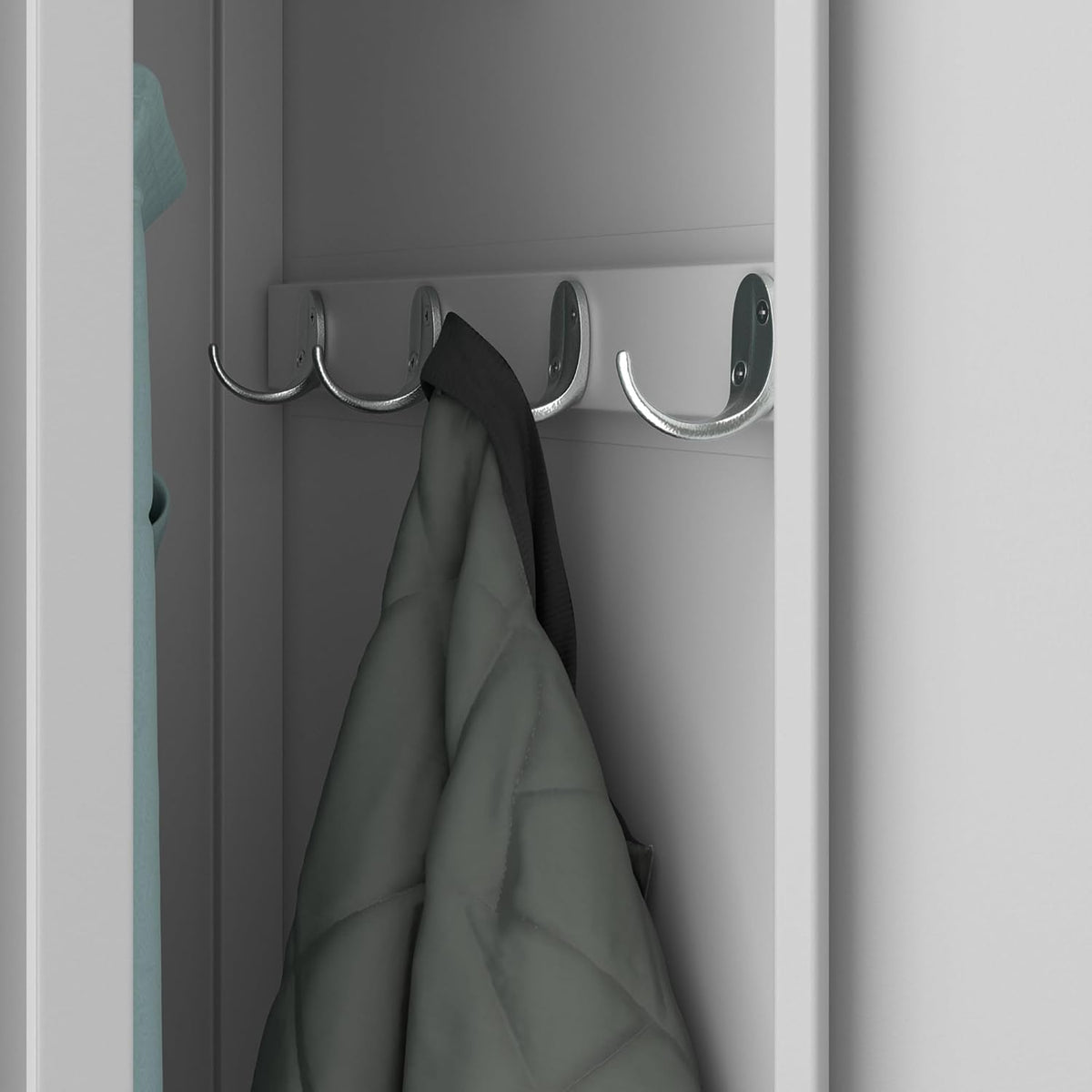 Armario casillero Jan Nowak, armario metálico, armario ropero, taquilla | 2 compartimentos con barra para ropa, estantes divisorios, ranuras de ventilación, 4 ganchos para ropa por compartimento | 180 cm x 80 cm x 50 cm, Gris