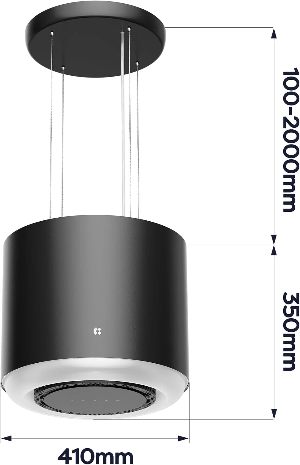 Ciarra CBCB4838 A+ okap wyspowy, wolnowiszący, 550 m³/h, z aplikacją Smart Wi-Fi, 4-stopniowy Booster, okap kuchenny, wyspa, żyrandol, wyspa kuchenna, kolor czarny