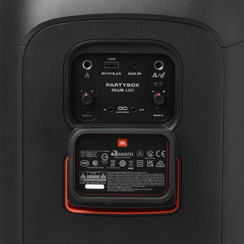 JBL Partybox Stage 120 en negro: altavoz Bluetooth portátil con sonido JBL Pro, espectáculo de luces, refuerzo de sonido con IA y asa telescópica: 12 h de autonomía