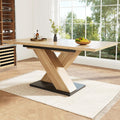 Mesa de comedor extensible con patas en forma de X para 4-6 personas, mesa de cocina y comedor con tablero de madera veteada, mesa de comedor extensible, 119-158.8x80x75 cm, color madera