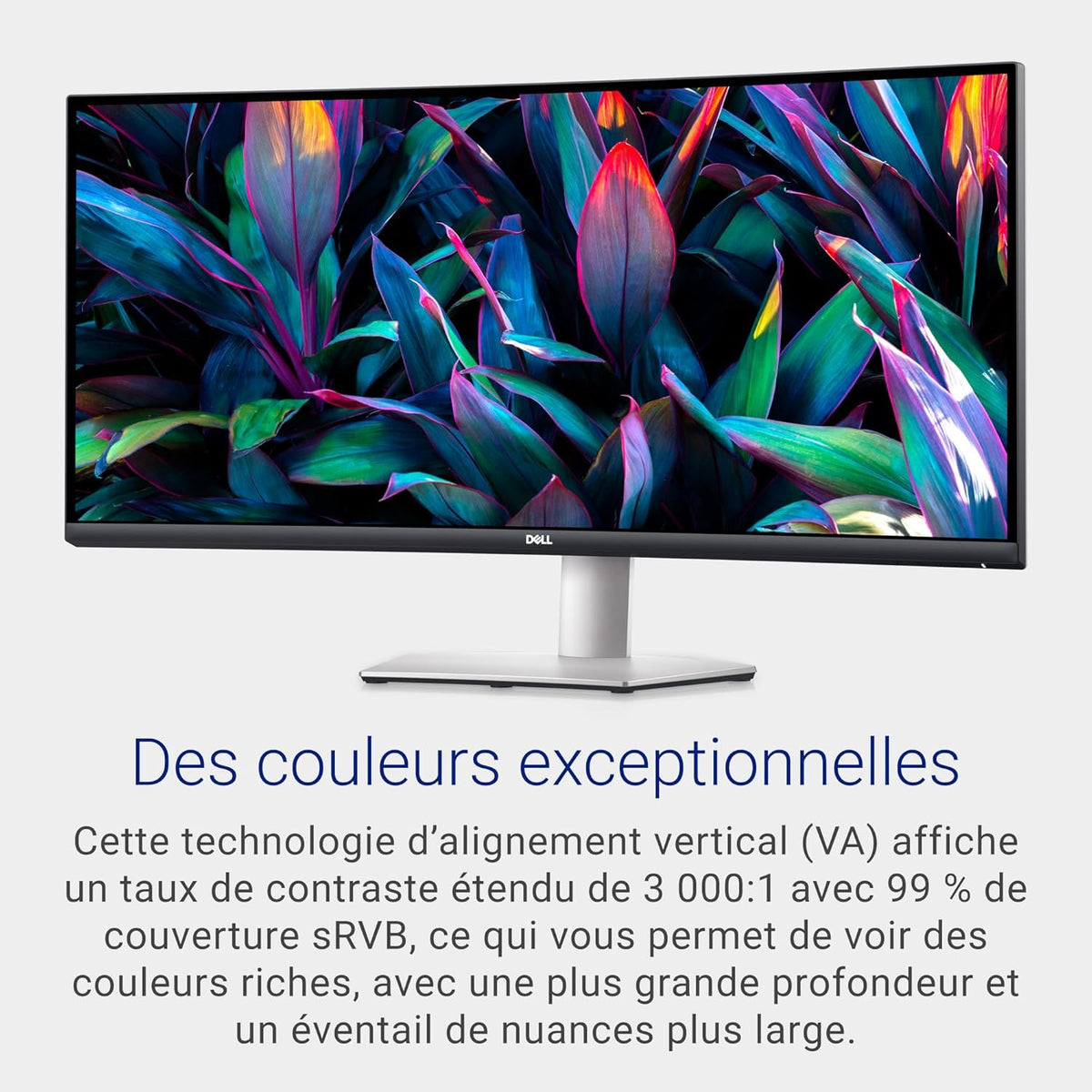 Monitor Dell S3423DWC - 34 pulgadas 3440 x 1440 píxeles 100 Hz VA 4 ms AMD FreeSync USB-C, HDMI, Hub USB, altavoces integrados, ajustable, plateado