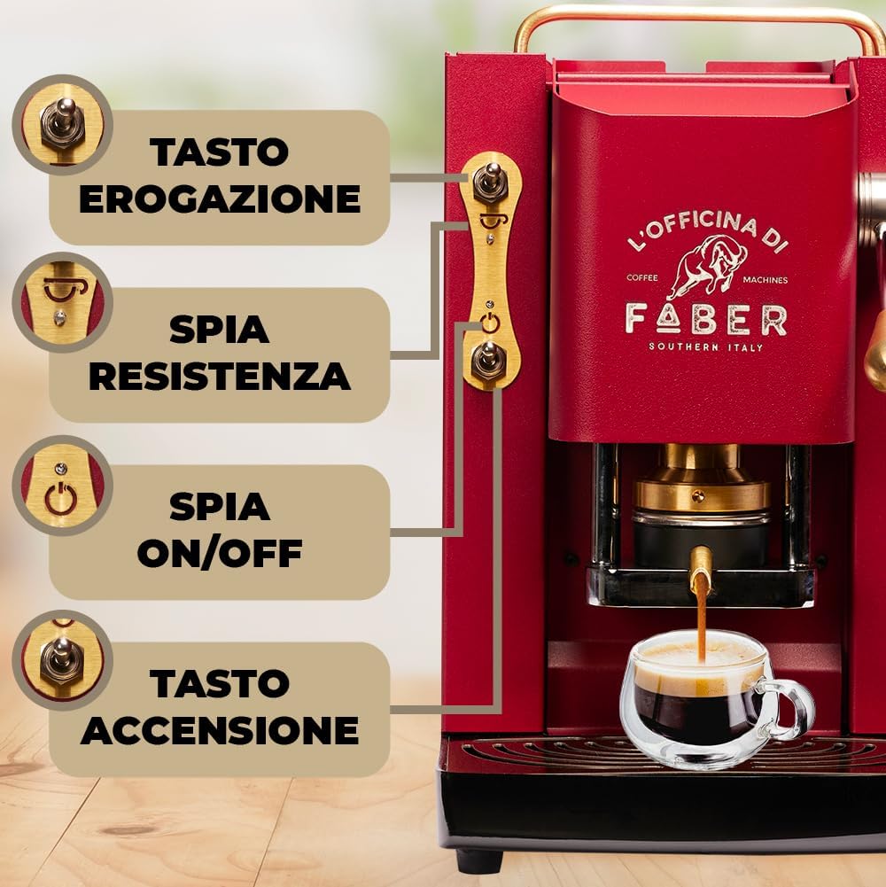 Cafetera Faber PRO Total Deluxe de latón, papel ESE de 44 mm, 1,3 litros, (blanco)
