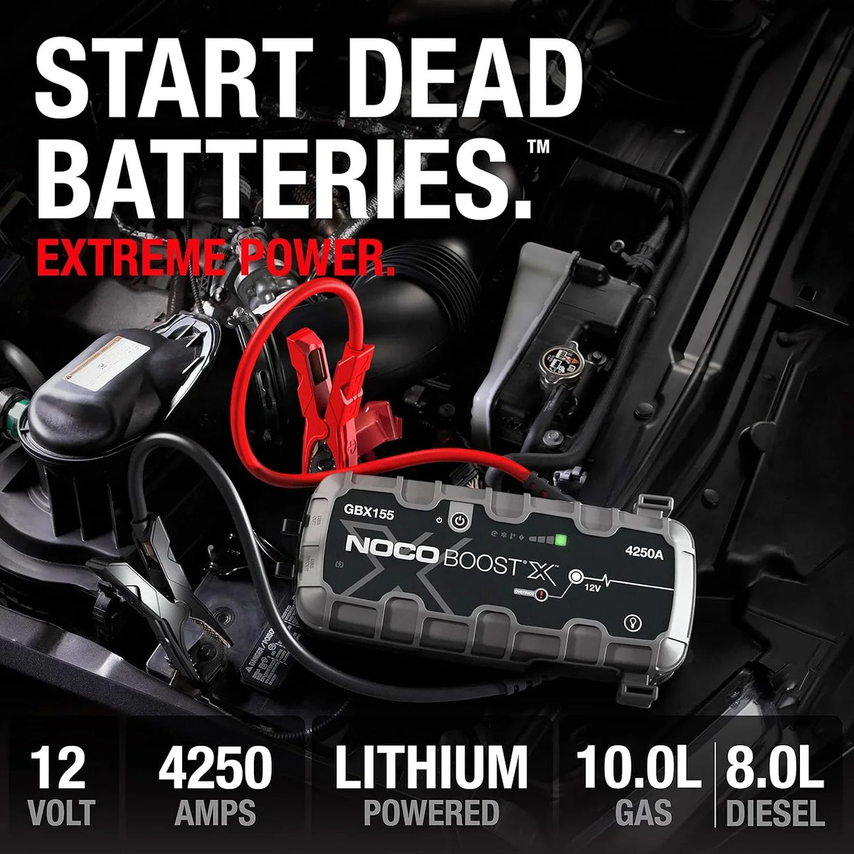 Arrancador portátil Powerbank GBX155 4250A 12V de litio para motores de gasolina de hasta 10L y diésel de hasta 8L USB-C