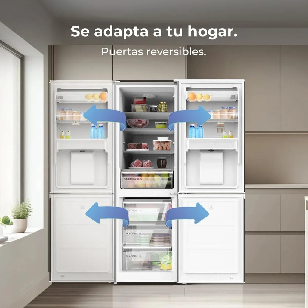 Frigorífico Combi Cecotec de 2 puertas con dispensador de agua Bolero CoolMarket Combi 296 DF WD Dark E. 296 L, 60 cm de ancho, funciones FastCooling, FastFreezing y DeFrost, luz LED interior, Dark Inox