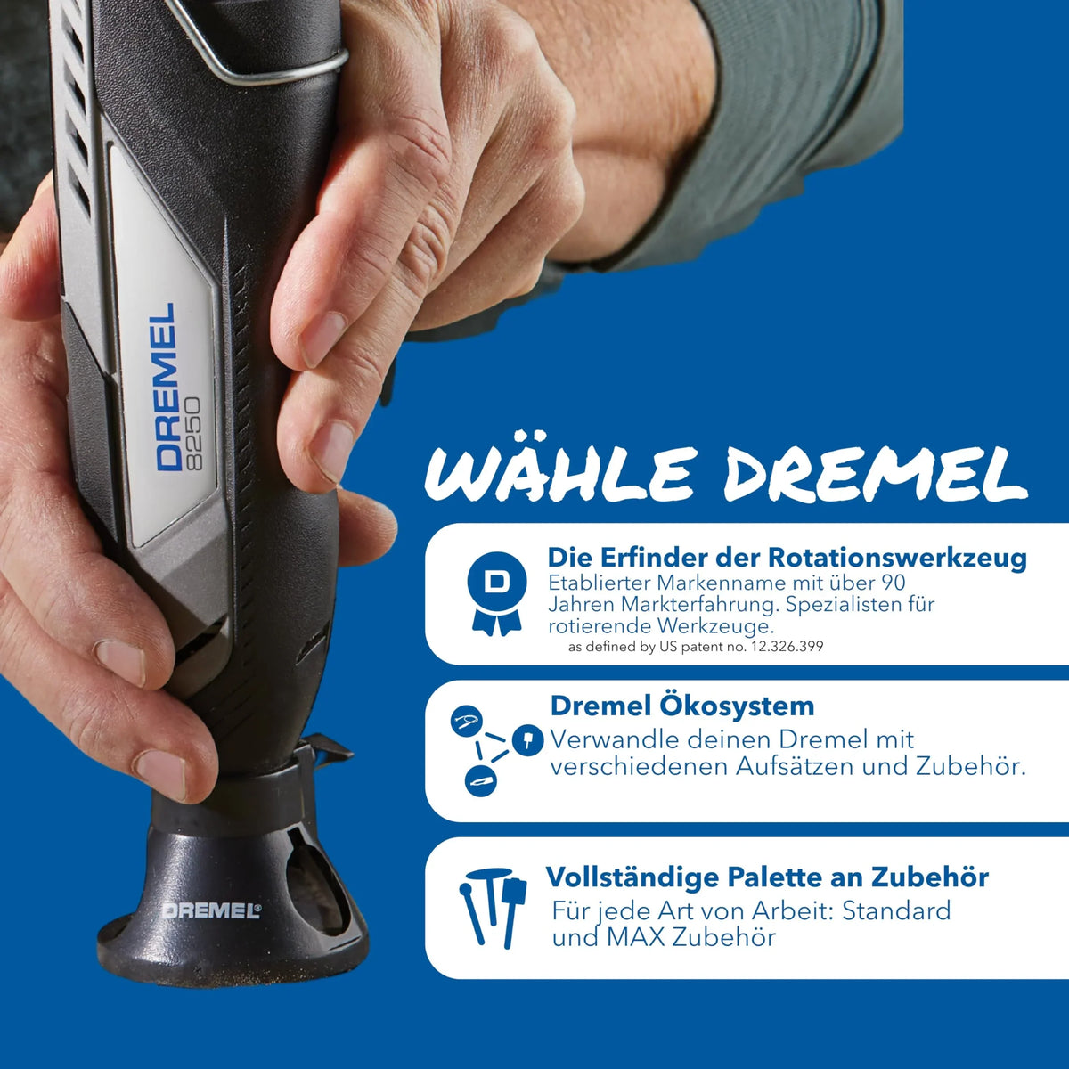Herramienta rotativa inalámbrica DREMEL 8250 de 12V sin escobillas, 5.000 a 30.000 rpm, 65 accesorios, 2 baterías y cargador