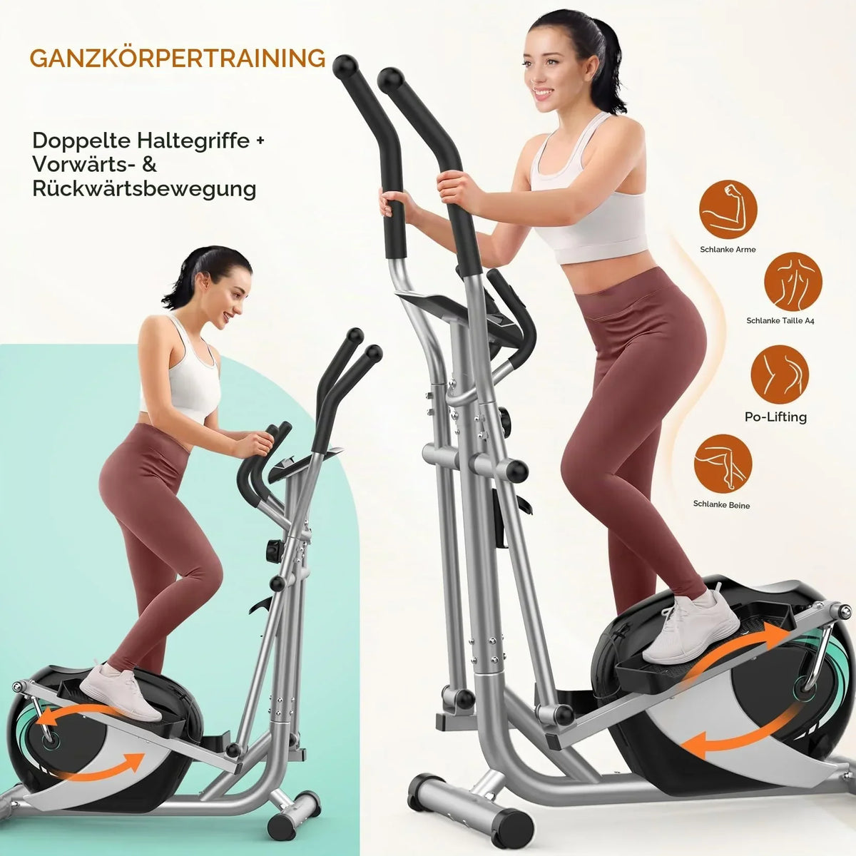 Crosstrainer magnético Dripex Leiser para el hogar con 16 niveles de resistencia, volante de inercia de 6 kg y medición de pulso LCD