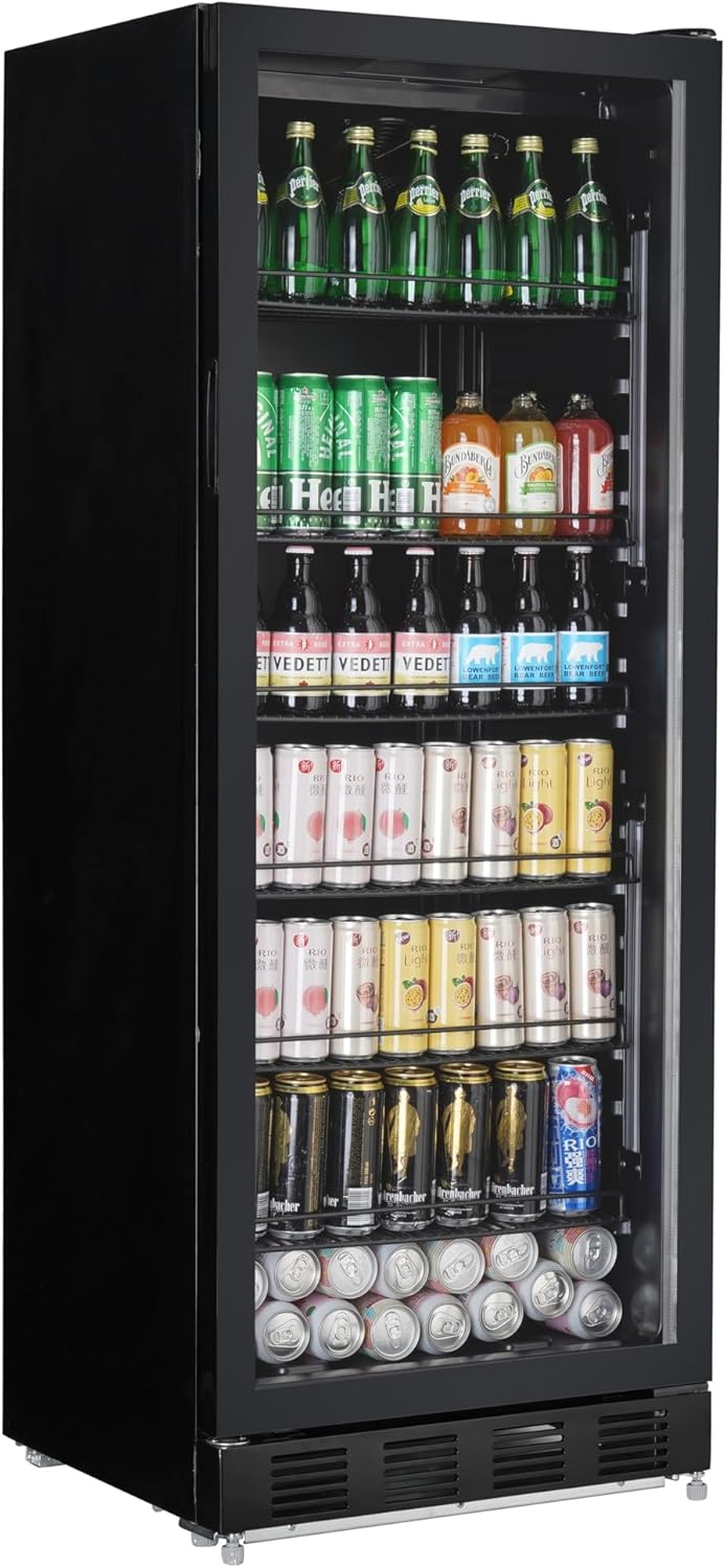 METRO Professional Refrigerador de bebidas GSC4280B, metal/vidrio, 280 L, refrigeración ventilada, 210 W, con cerradura, negro