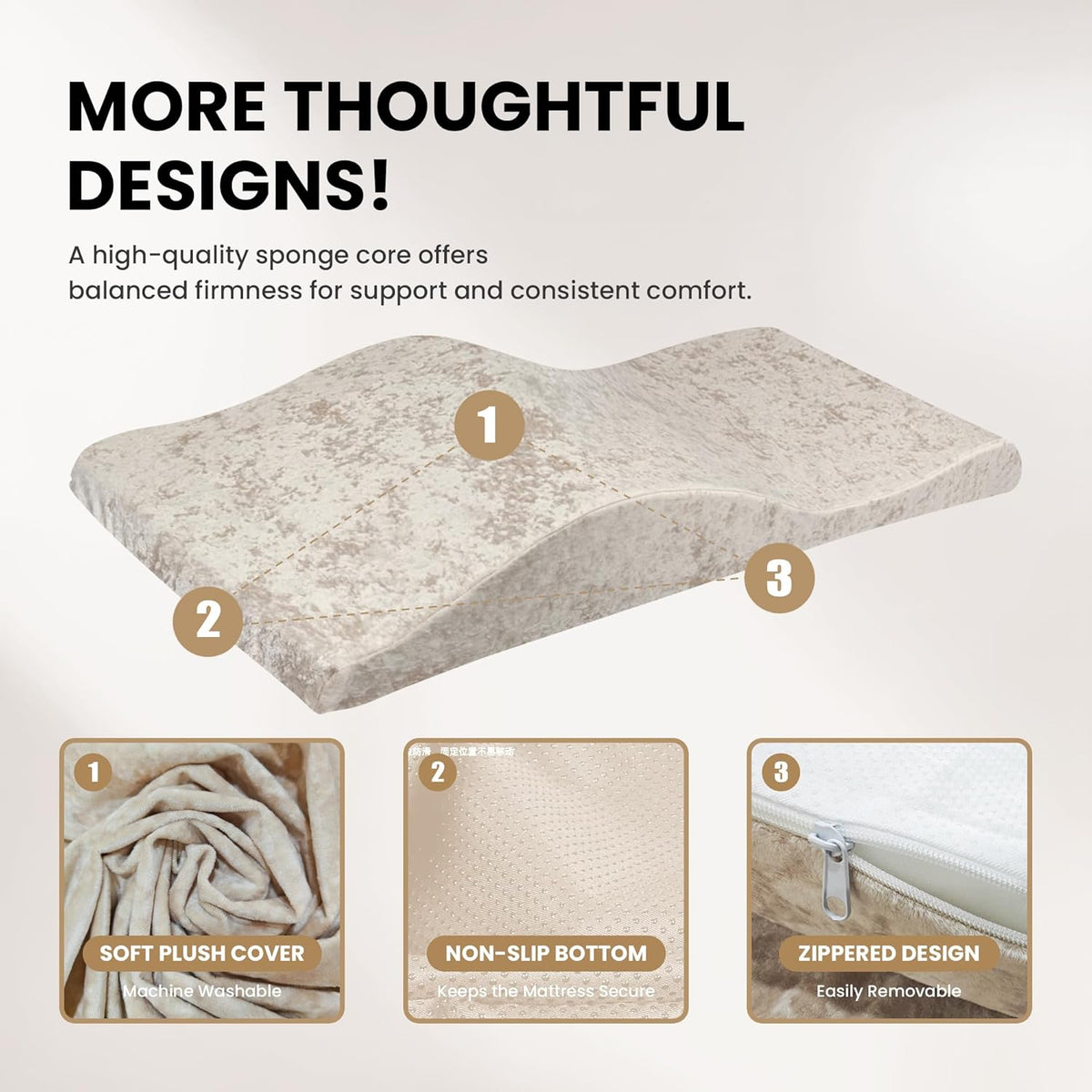 Colchón para pestañas y funda de colchón, sobrecolchón de espuma para pestañas, colchón ergonómico curvado para camilla de pestañas para spa, masaje y salón de belleza