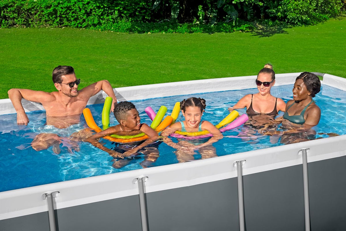 Set de piscina con estructura Bestway Power Steel con bomba de filtro 404 x 201 x 100 cm, gris, rectangular