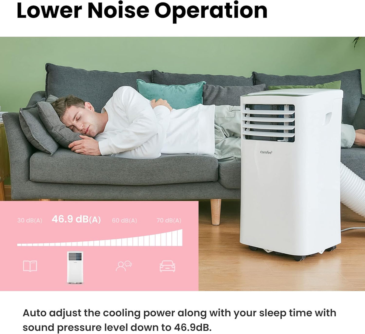 Aire acondicionado portátil Comfee MPPH-09CRN7, 9000 BTU 2,6kW, refrigeración, ventilación y deshumidificación, para habitaciones de hasta 88m³ (33㎡), aire acondicionado portátil con tubo de escape
