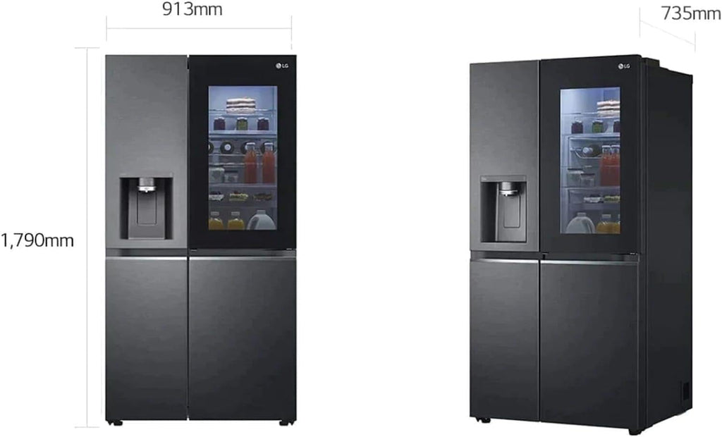 LG GSXV90MCDE Frigorífico Side-by-Side con congelador (628 L, clase energética D) con InstaView, Door-in-Door, Craft Ice, dispensador de hielo y agua, Total No Frost, negro