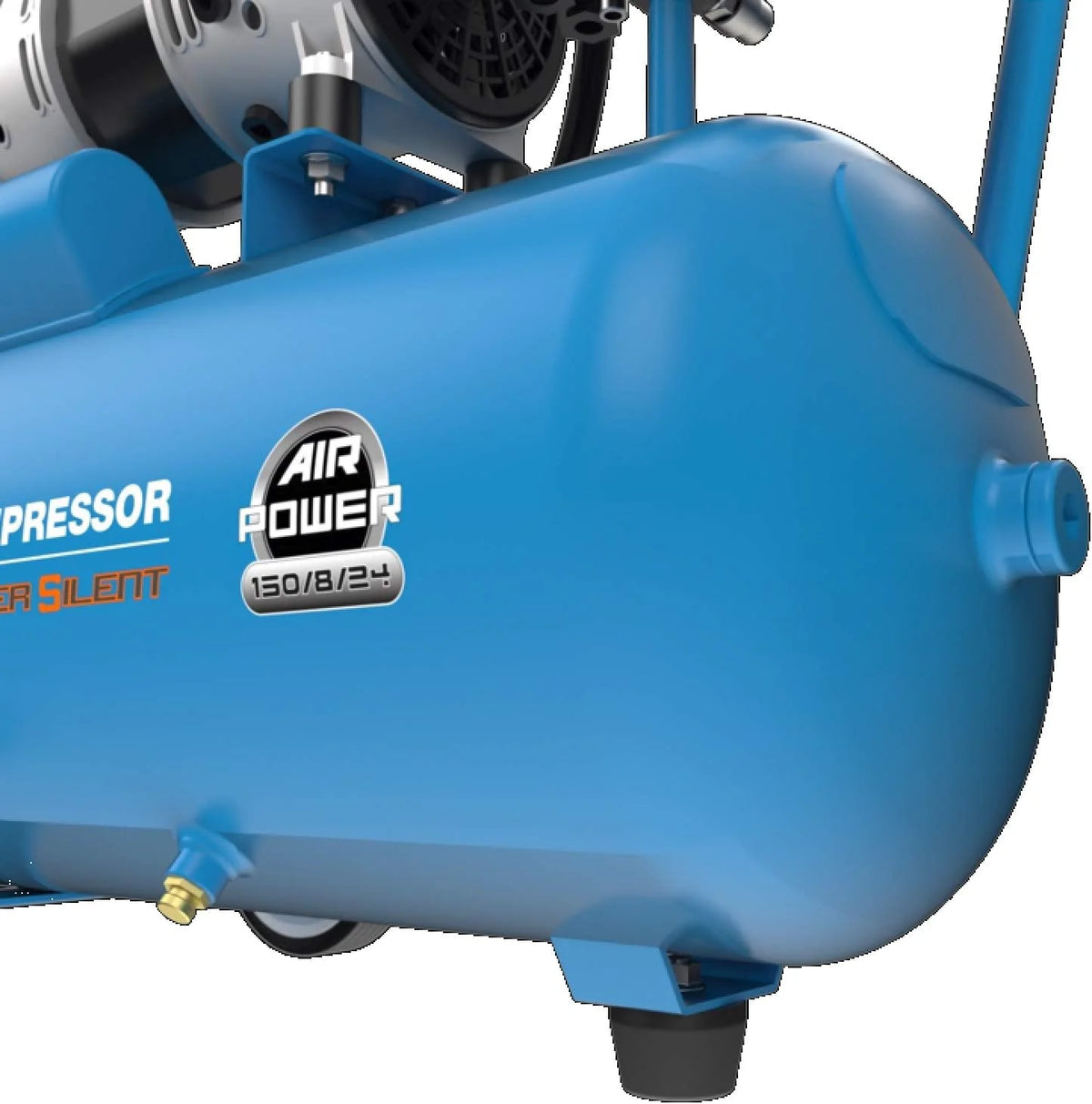 Güde 50136 sprężarka Airpower 150/8/24 Silent (podwójny agregat tłokowy z napędem bezpośrednim, 0,75 kW, 230 V, bezolejowy, 8 barów)