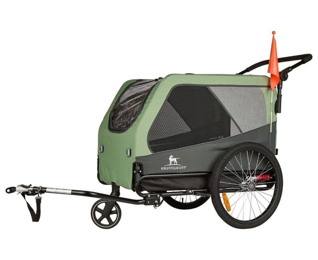 Remolque y carrito para perros de hasta 45 kg, plegable, ruedas neumáticas de 20 pulgadas, suspensión, correa de seguridad, reflectores, protección contra insectos