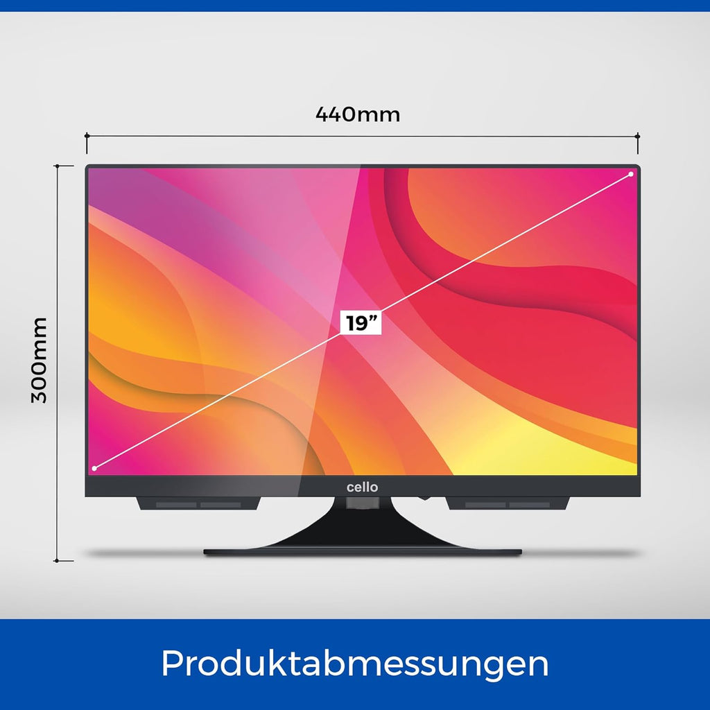 Cello C1924WS Smart TV de 19 pulgadas, 12 V, para autocaravanas y caravanas, televisor de camping con WebOS, Netflix, Bluetooth, triple sintonizador DVB-T2 HD/DVB-S2