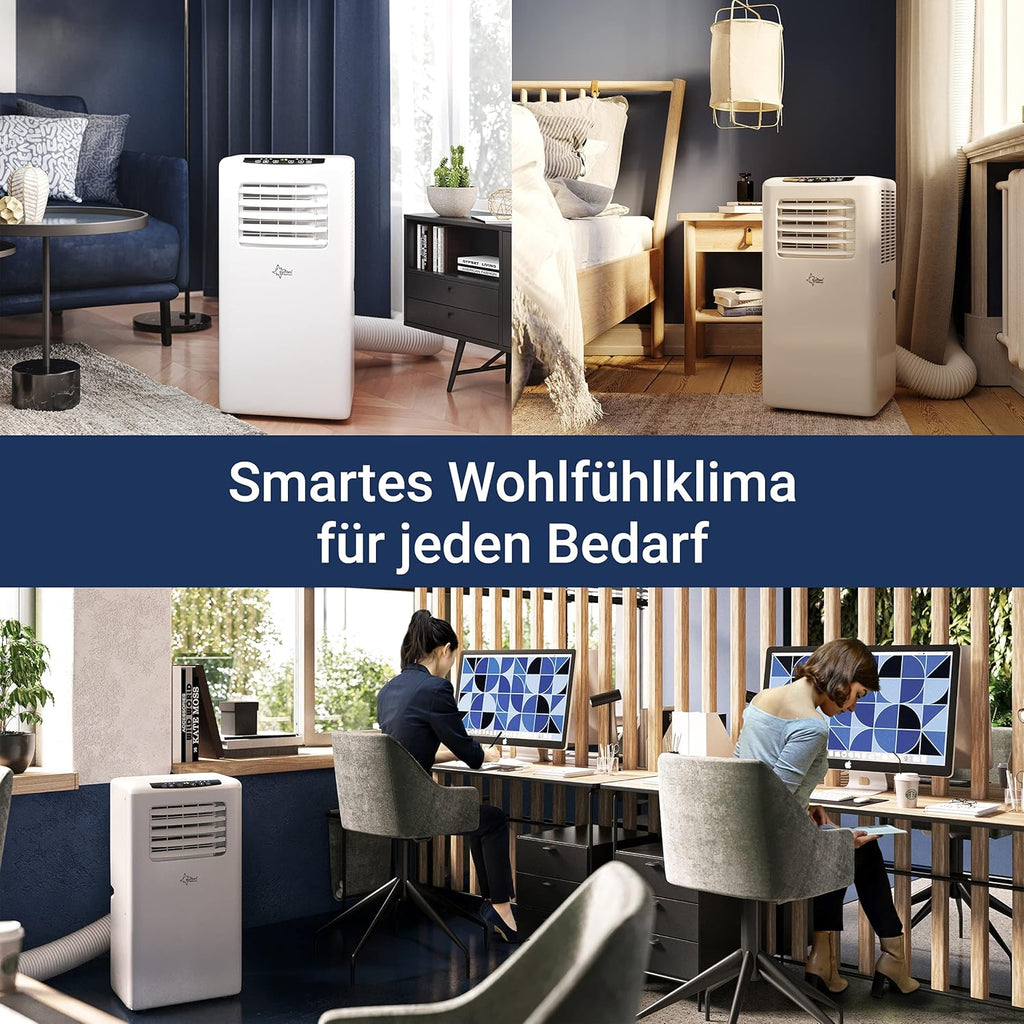 SUNTEC Aire acondicionado portátil Impuls 2.6 Eco R290 – Aire acondicionado móvil y silencioso con tubo de escape – Enfriador y deshumidificador para habitaciones de hasta 34 m² – Refrigeración móvil para hogar y oficina – 9.000 BTU | 2600 vatios