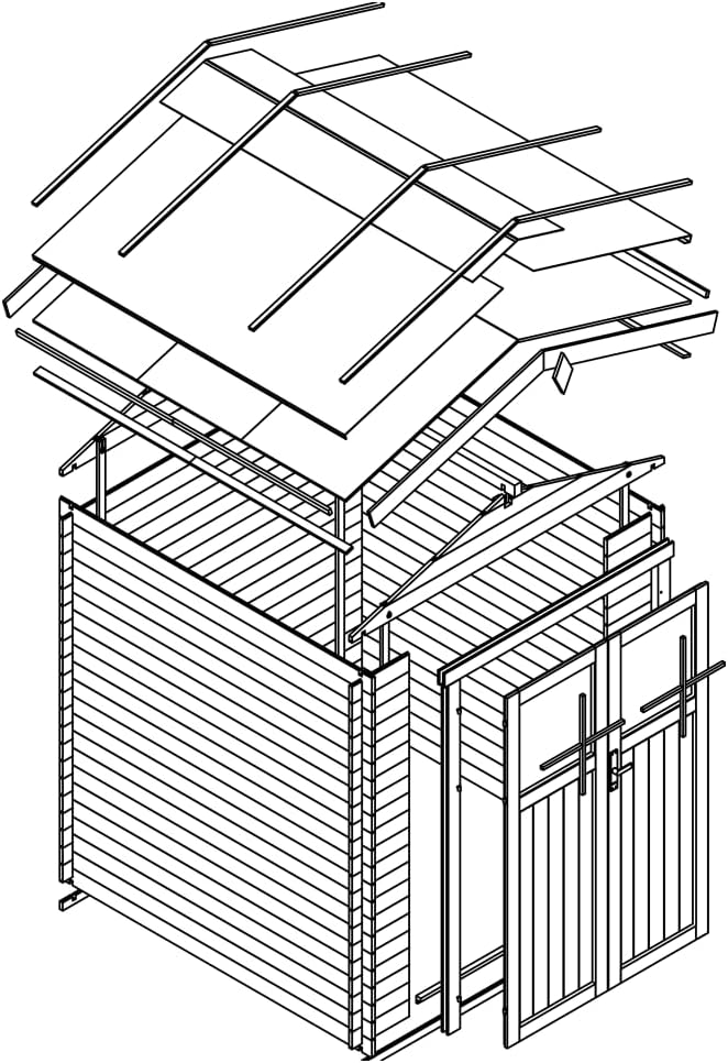 Caseta de jardín de madera - Cobertizo para herramientas de madera - Caseta para equipos, puerta de alta calidad con cerradura, 236x226x218 cm / 4,33 m², cobertizo para bicicletas - Casetas de jardín y almacenamiento, tejado impermeable TIMBELA M369F