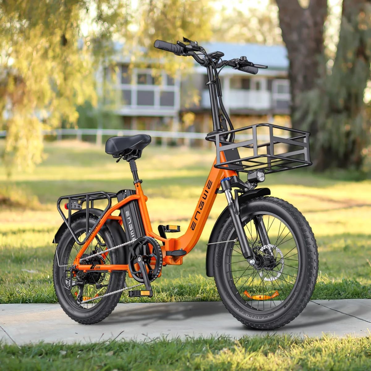 Bicicleta eléctrica plegable ENGWE de 20 pulgadas con batería de 36V 15.6Ah hasta 115KM | con cesta, 20x3.0 pulgadas, motor trasero de 250W, cambio de 7 velocidades, bicicleta eléctrica urbana para mujer y hombre
