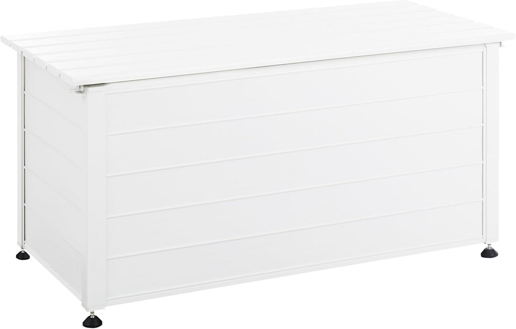 Baúl de jardín Beliani 330L aluminio blanco impermeable, arcón para cojines, caja de almacenaje Campalto